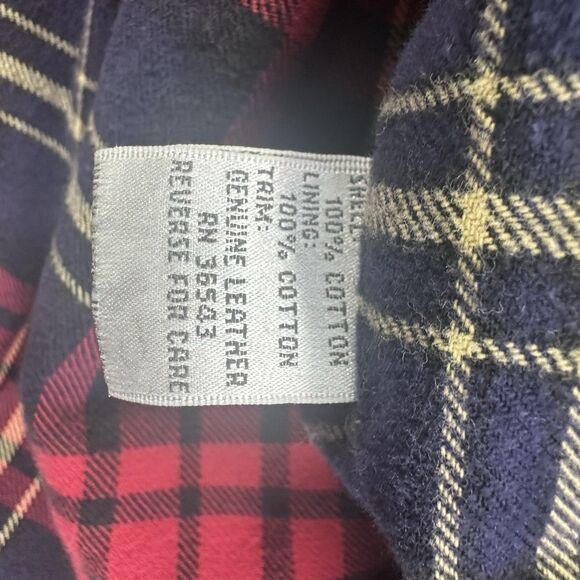 Vintage Geoffrey Beene Flannel Plaid Lined Denim Jacket Leather Collar Men's M - Picture 13 of 16